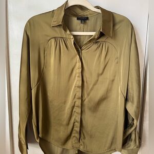 Anthropologie Current Air Satin Olive Blouse